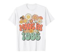 Made In 1986 Floral Hippie Groovy Daisy Flower 40th Birthday Camiseta