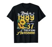 Made in 1989 Vintage 37th Birthday Floral 37 Years Old Women Camiseta