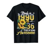 Made in 1990 Vintage 36th Birthday Floral 36 Years Old Women Camiseta