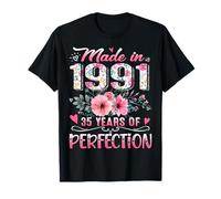 Made In 1991 Floral 35th Birthday 35 Years of Perfection Camiseta