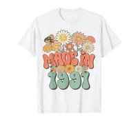 Made In 1991 Floral Hippie Groovy Daisy Flower 35th Birthday Camiseta