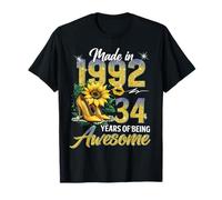 Made in 1992 Vintage 34th Birthday Floral 34 Years Old Women Camiseta