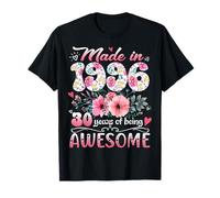 Made In 1996 Floral 30th Birthday 30 Years of Being Awesome Camiseta