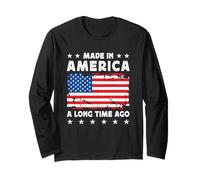Made in America a Long Time Ago Proud American America Flag Manga Larga