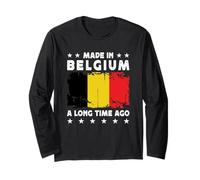 Made in Belgium a Long Time Ago Proud Belgian Belgium Flag Manga Larga