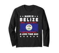 Made in Belize a Long Time Ago Proud Belizean Belize Flag Manga Larga