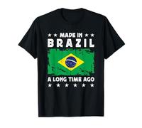 Made in Brazil a Long Time Ago Proud Brazilian Brazil Flag Camiseta