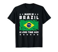 Made in Brazil a Long Time Ago Proud Brazilian Brazil Flag Camiseta gráfica económica
