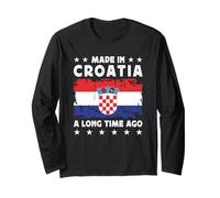 Made in Croatia a Long Time Ago Proud Croatian Croatia Flag Manga Larga