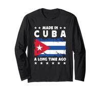 Made in Cuba a Long Time Ago Proud Cuban Cuba Flag Manga Larga