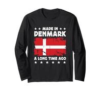 Made in Denmark a Long Time Ago Proud Danish Denmark Flag Manga Larga