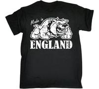 Made in England Bulldog T-Shirt Retro Country Born English UK Gift Birthday Black XL