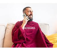 Made in Gift Batamanta de Poliéster para Adulto con Talla Única 125x180cm en Colores Granate y Azul Personalizada con tu Nombre para el Invierno (Granate)