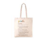 Made in Gift Bolsa Tote Bag Personalizada “El Mejor Profe” Reutilizable de Color Blanco y Algodón Natural Asas de Tela como Regalo Original para Fin de Curso (Definición de profe)