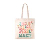 Made in Gift Bolsa Tote Bag Personalizada “El Mejor Profe” Reutilizable de Color Blanco y Algodón Natural Asas de Tela como Regalo Original para Fin de Curso (Profe retro)
