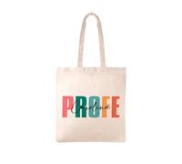 Made in Gift Bolsa Tote Bag Personalizada “El Mejor Profe” Reutilizable de Color Blanco y Algodón Natural Asas de Tela como Regalo Original para Fin de Curso (Profe colorines)