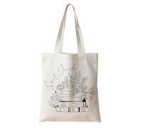 Made in Gift - Bolsa Tote Bag Sant Jordi Personalizada - Bolsa de Tela con Diseño de Libros o Rosa - Regalo Original 23 Abril, Día del Libro, Tote Bag Reutilizable (Libros de Sant Jordi)