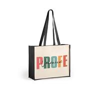 Made in Gift - Bolso Capri Personalizado Profe colorines con Asas de Algondón - Regalo Original para Profesores Fin de Curso | Detalle Agradecimiento Maestro o Maestra | 42 x 33 x 19 cm.