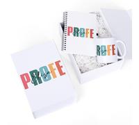 Made in Gift - Caja Premium con Taza y Cuaderno Personalizado para Profesores | Regalo Original Fin de Curso | Detalle Maestro o Maestra | 25x18x11 cm | Profe Colorines