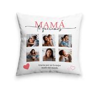 Made in Gift Cojín Personalizado de 40x40cm “Collage Mamá Elegante” con Foto como Regalo Original para el Día de la Madre