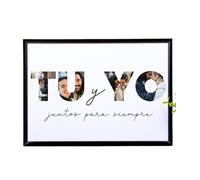 Made in Gift | Lámina Personalizada con Fotos y Texto | Collage de 9 Fotos Enmarcado | Regalo Personalizado para Parejas, Familia y Aniversario | Marco Incluido A4