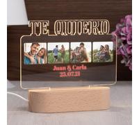 Made in Gift Lámpara Metacrilato Personalizada Te Quiero con Base Madera