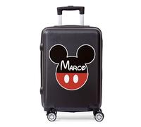 Made in Gift Maleta Infantil Personalizada Mickey y Minnie Roja con Ruedas - Trolley Cabina 55x35x20 cm - Ideal para Viaje y Vacaciones - Maleta de Niño con Diseño Divertido