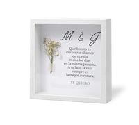 Made in Gift | Marco Personalizado con Ramo y Profundidad 21,5x21,5x4,5 cm | Incluye Foto y Texto | Regalo Original Cumpleaños, Día de la Madre, Comunión, Bautizo, Testigo de Bodas (Ocasiones)