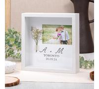 Made in Gift | Marco Personalizado con Ramo y Profundidad 21,5x21,5x4,5 cm | Incluye Foto y Texto | Regalo Original para Cumpleaños, Aniversario, Día de la Madre o San Valentín
