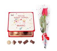 Made In Gift Pack Sant Jordi Rosa y Bombones Personalizado