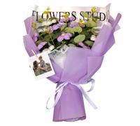 Made in Gift | Ramo de Flores de Ganchillo Personalizado con Foto | Ramo Artificial Tejido a Mano Que Nunca se Marchita | Regalo Original para Aniversario, Cumpleaños y Día de la Madre, Violetas