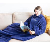 Made in Gift Regalo Original Batamanta de Poliéster para Adulto con Talla Única 125x180cm en Colores Granate y Azul Personalizada con tu Nombre Personalizado - Ideal para Invierno (Azul Oscuro)