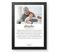 Made in Gift Regalo Original - Lámina Personalizada - Día del Padre Definición de Abuelo - Personaliza con Fotos y Texto - Diferentes Tamaños A4, Grande o Gigante - Marco Negro Elegante