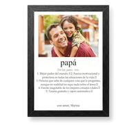 Made in Gift Regalo Original - Lámina Personalizada - Día del Padre Definición de Papá - Personaliza con Fotos y Texto - Diferentes Tamaños A4, Grande o Gigante - Marco Negro Elegante