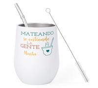 Made in Gift - Regalo Original - Mate Personalizado con Foto o Frase - Acero Inoxidable 250ml - Doble Pared Térmica - Con Bombilla y Cepillo - Ideal para Regalos Especiales