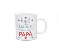 Made in Gift Taza Blanca de Cerámica con Asa 33cl "Mi Héroe Se Llama Papá" Personalizada con Nombre o Texto a Color como Regalo Original para el Día del Padre Apta para Microondas y Lavavajillas