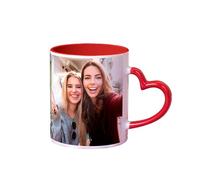 Made in Gift Taza de Cerámica de Color Rojo con Asa en Forma de Corazón Personalizada con foto 33cl como Regalo Original para Parejas y Enamorados
