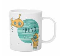 Made in Gift Taza de Plástico Infantil con Asa Dinosaurio Personalizada de 33 e Capacidad con Nombre y Texto en Color (Submarino)