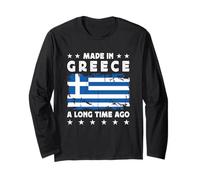 Made in Greece a Long Time Ago Proud Greek Greece Flag Manga Larga