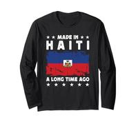 Made in Haiti a Long Time Ago Proud Haitian Haiti Flag Manga Larga