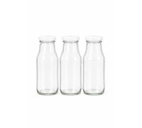 made in home - 20 botellas de cristal de 330 ml con tapa de rosca blanca TO43 - Botella de zumo vacía 0,33 l - Botella de cristal para batidos - Botella reutilizable apta para lavavajillas para zumo