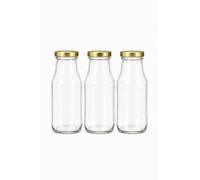made in home - 20 botellas de cristal de 330 ml con tapa de rosca dorada TO43 - Botella de zumo vacía 0,33 l - Botella de cristal para batidos - Botella reutilizable apta para lavavajillas para zumo