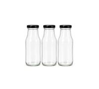 made in home - 50 botellas de cristal de 330 ml con tapa de rosca negra TO43 - Botella de zumo vacía 0,33 l - Botella de cristal para batidos - Botella reutilizable apta para lavavajillas para zumo