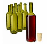 made in home Botella de vino de 750 ml con corcho de vino natural - botella de cristal - botella vacía de licor - botellas de vino de cristal - botella vacía (8, oliva)