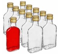 made in home - Botellas de cristal vacías de 200 ml con tapón de rosca dorado, 0,2 l. Botellas de licor, botellas de licor, botellas de vinagre, botellas de aceite (30)