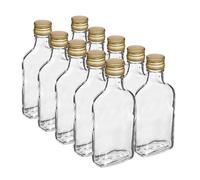 made in home - Botellas de cristal vacías de 200 ml con tapón de rosca dorado, 0,2 l. botellas de licor, botellas de licor, botellas de vinagre y aceite (10)