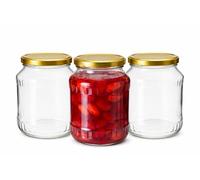 made in home - Juego de tarros de conservas de 1,5 litros - 1500 ml tarros de rosca con tapa Gold TO 82 - tarros grandes para conservas y rellenos (18)