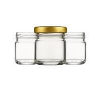 made in home - Mini tarros de 40 ml, tarros de especias con tapa de rosca, tarros de prueba, tarros de mermelada, tarros pequeños de miel, tarros redondos (tapa dorada, 80 unidades)