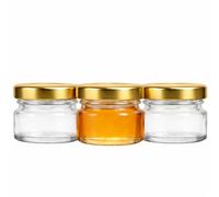 made in home - Tarros de cristal pequeños | Capacidad de 30 ml | Tapa de rosca | To 43 tarros redondos para mermelada de frutas, tarros de miel para conservas de miel (200, dorado, 30 ml)