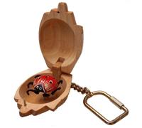 Made in India Llavero mano de madera con escarabajo de la suerte - Hecho a mano - Madera de sándalo (5 cm)